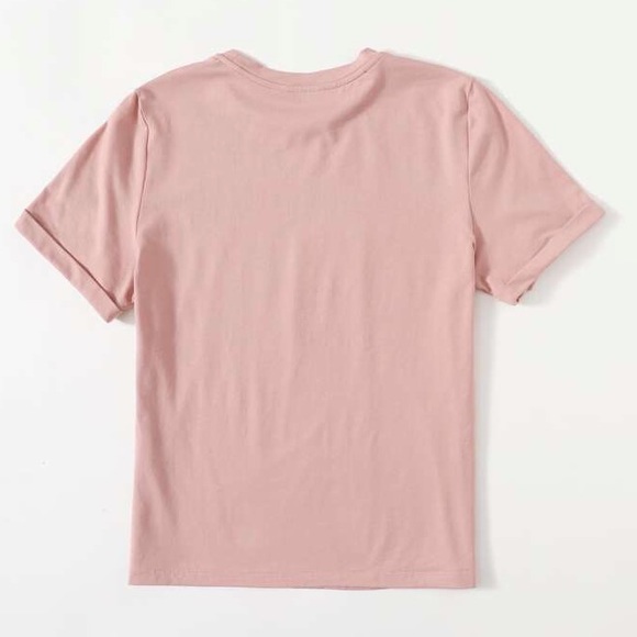 SHEIN SHEIN EZwear Rolled Sleeve Sunflower Print Tee‎ in Pink, Size XS, NIB - Picture 4 of 10